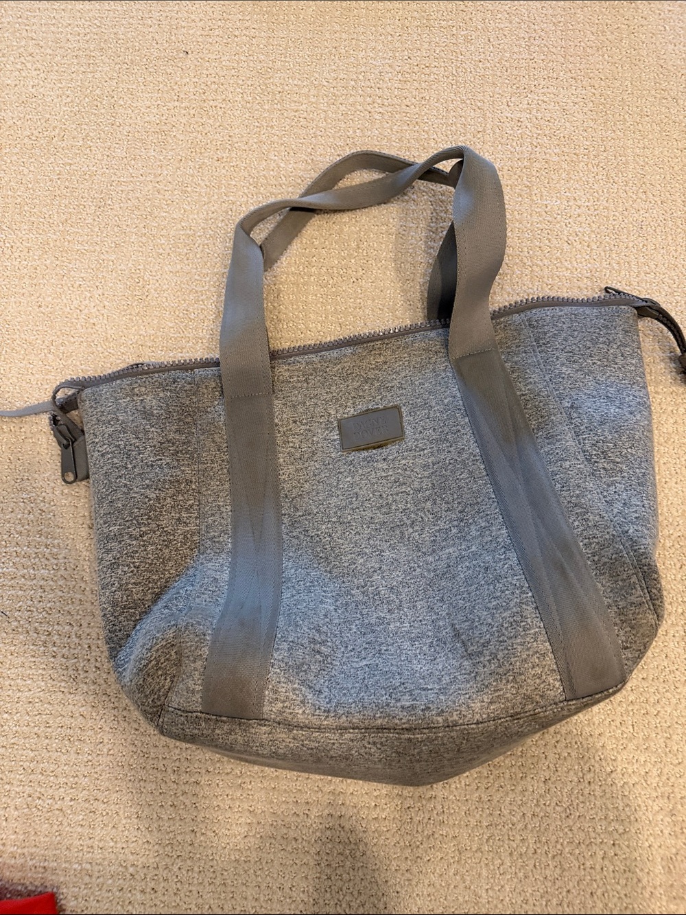 Dagne Dover Gray Heathered Tote with Webbed Straps